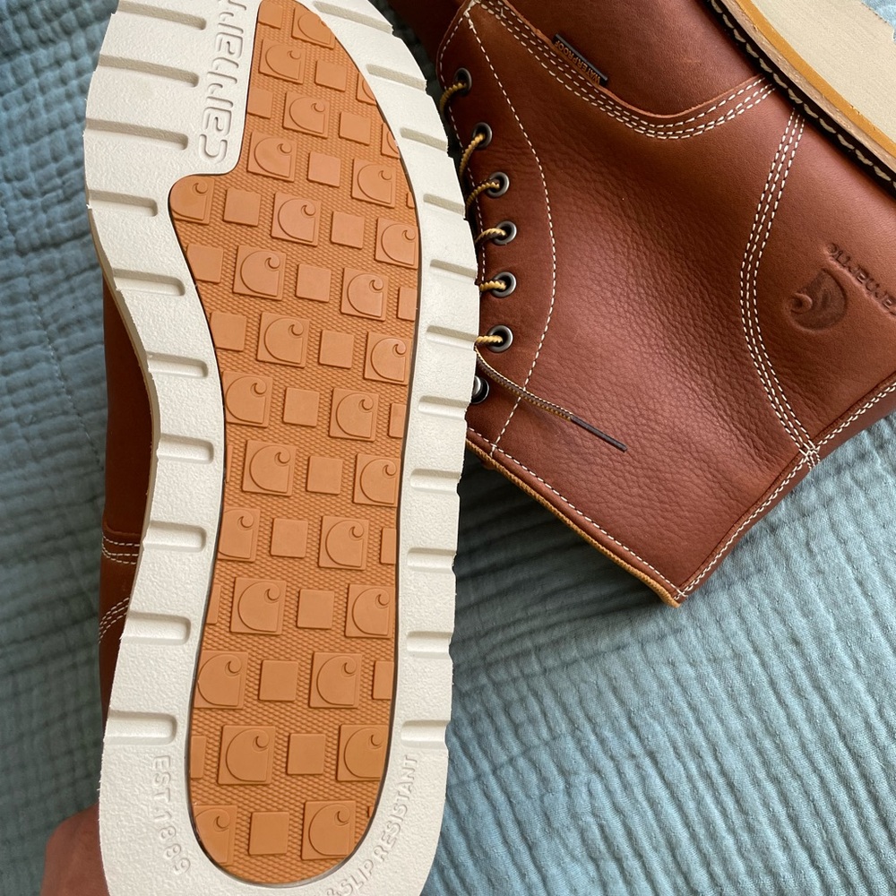 NEW 10.5 WIDE Carhartt Men's 6" Waterproof Moc Toe Casual Wedge Work Boot, Tan - Picture 2 of 13